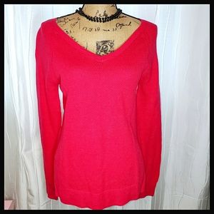 Gap V-neck Long Sleeve Sweater in Vibrant Pink